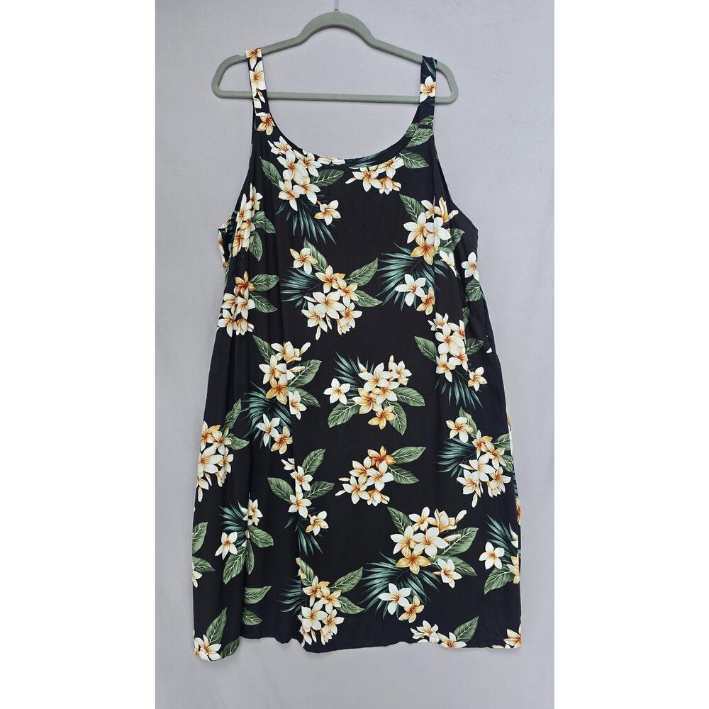 Bishop St. Apparel Dress Womens 3XL Black Floral Tropical Swing Sundress